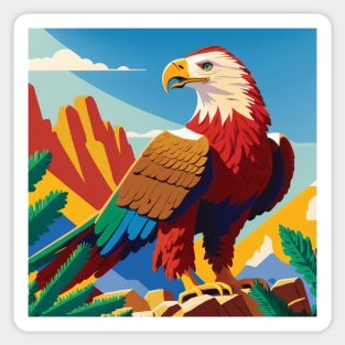 Bald Eagle in the mountains. Colour block Sticker